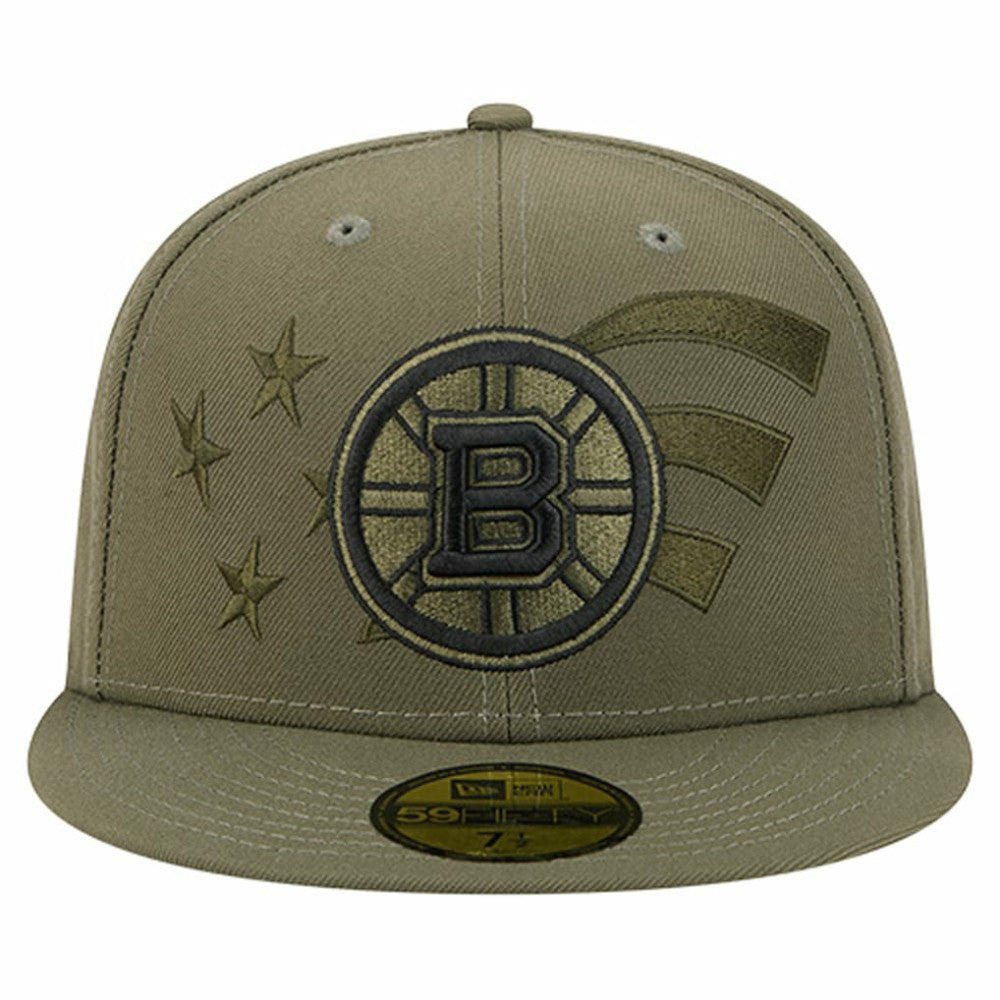 Boston Bruins New Era Military Appreciation Flag 59FIFTY Fitted Hat - Olive - NHL