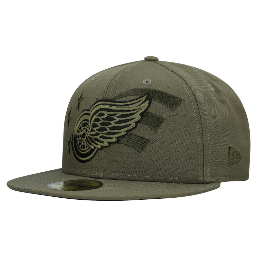 Detroit Red Wings New Era Military Appreciation Flag 59FIFTY Fitted Hat - Olive - NHL