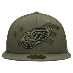 Detroit Red Wings New Era Military Appreciation Flag 59FIFTY Fitted Hat - Olive - NHL
