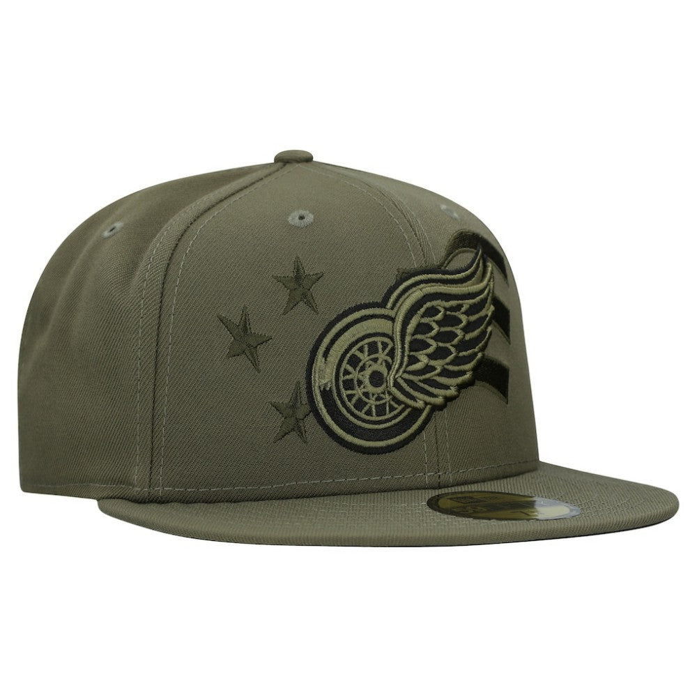 Detroit Red Wings New Era Military Appreciation Flag 59FIFTY Fitted Hat - Olive - NHL