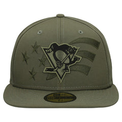 Pittsburgh Penguins New Era Military Appreciation Flag 59FIFTY Fitted Hat - Olive - NHL