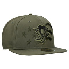 Pittsburgh Penguins New Era Military Appreciation Flag 59FIFTY Fitted Hat - Olive - NHL