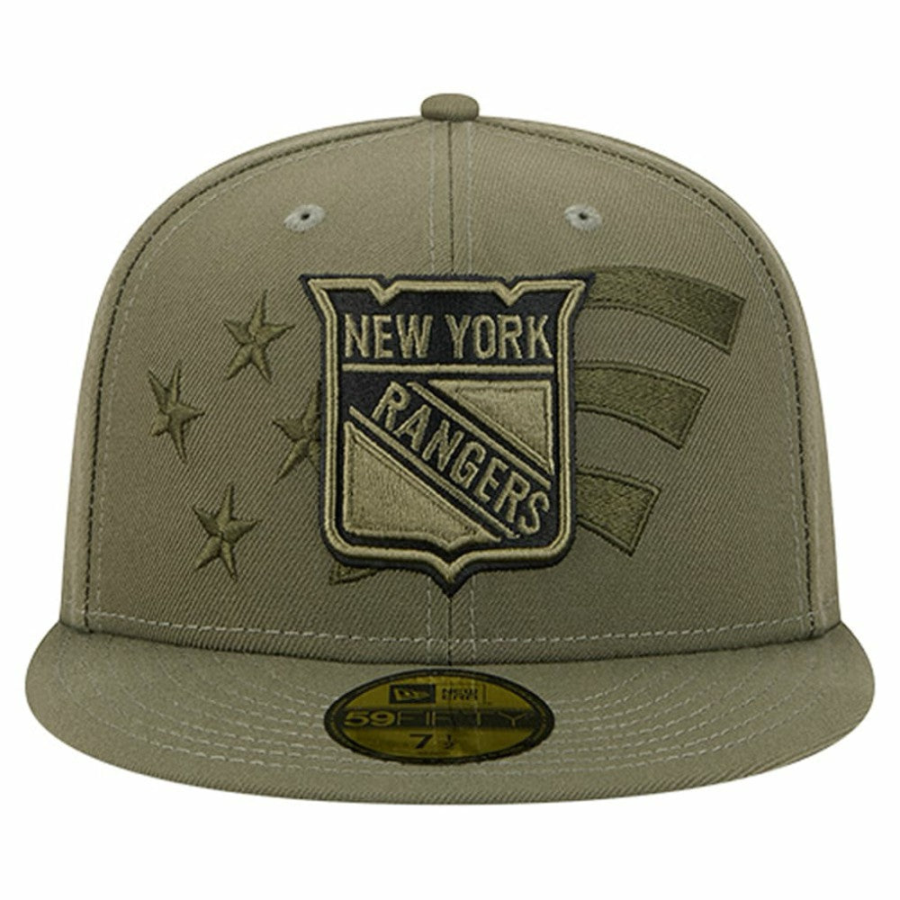 New York Rangers New Era Military Appreciation Flag 59FIFTY Fitted Hat - Olive - NHL