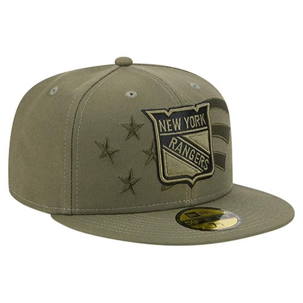 New York Rangers New Era Military Appreciation Flag 59FIFTY Fitted Hat - Olive - NHL
