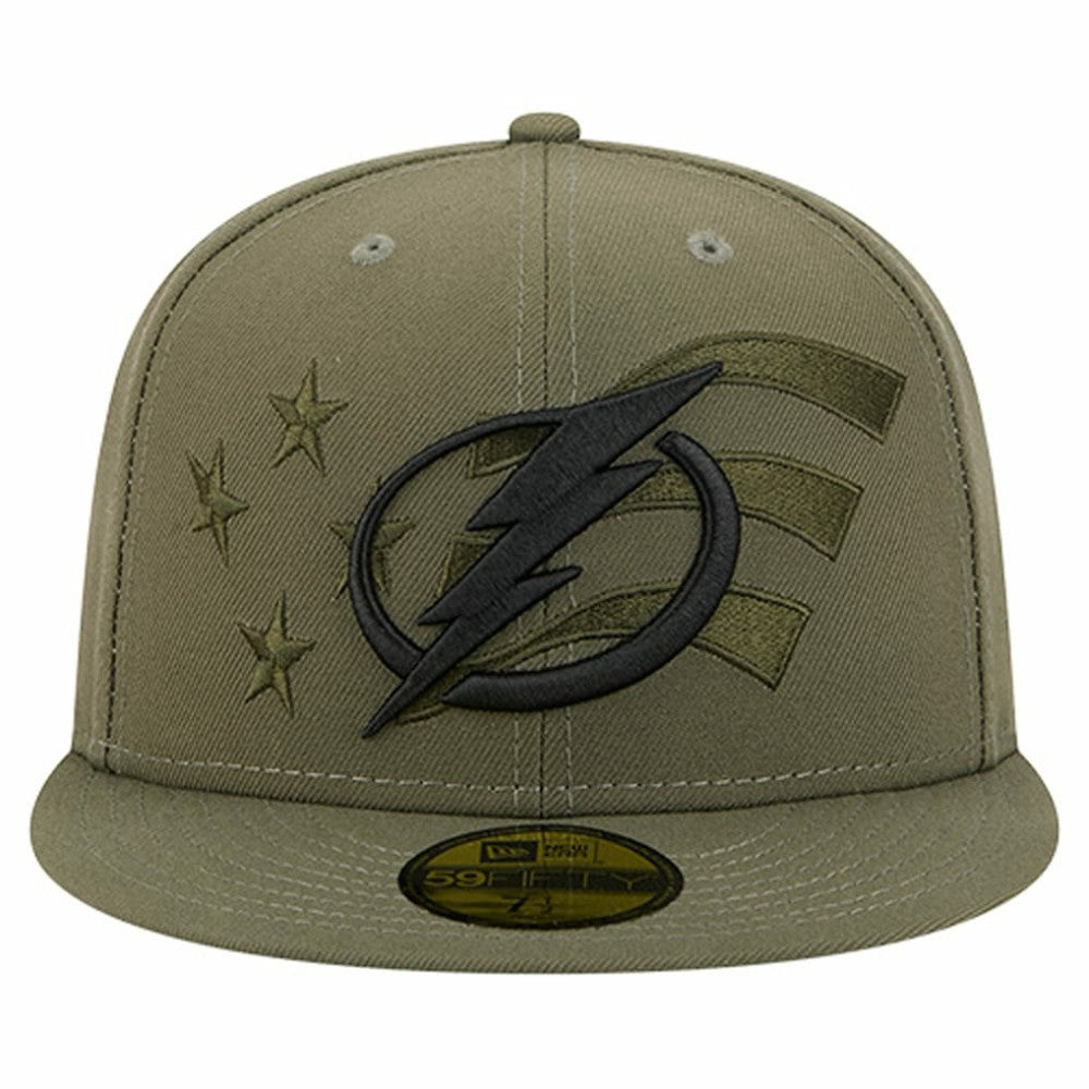 Tampa Bay Lightning New Era Military Appreciation Flag 59FIFTY Fitted Hat - Olive - NHL