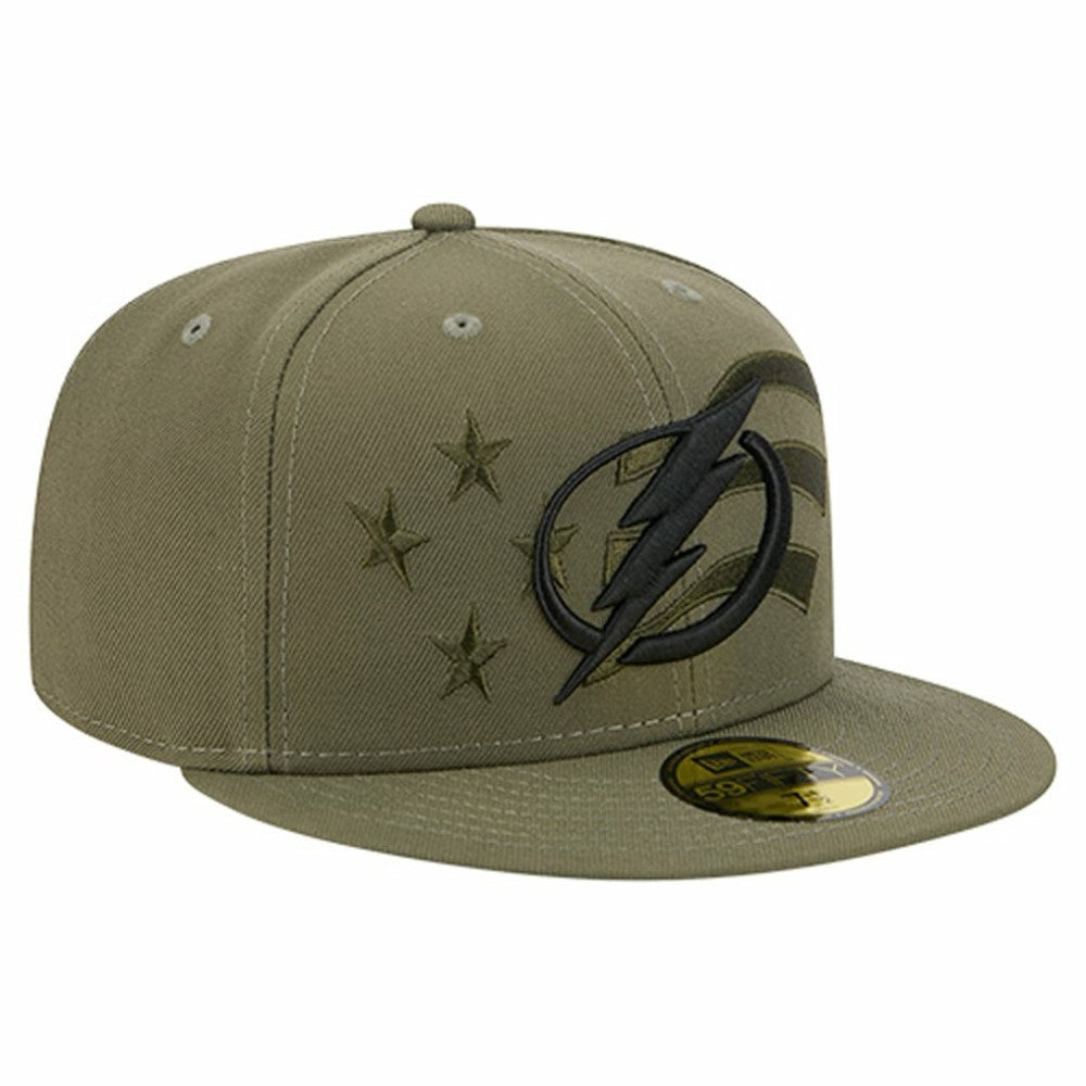Tampa Bay Lightning New Era Military Appreciation Flag 59FIFTY Fitted Hat - Olive - NHL