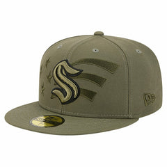 Seattle Kraken New Era Military Appreciation Flag 59FIFTY Fitted Hat - Olive - NHL