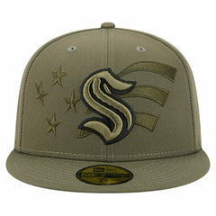Seattle Kraken New Era Military Appreciation Flag 59FIFTY Fitted Hat - Olive - NHL