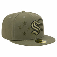 Seattle Kraken New Era Military Appreciation Flag 59FIFTY Fitted Hat - Olive - NHL