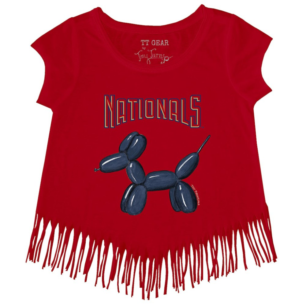 Washington Nationals Tiny Turnip Girls Youth Balloon Dog Fringe T-Shirt - MLB