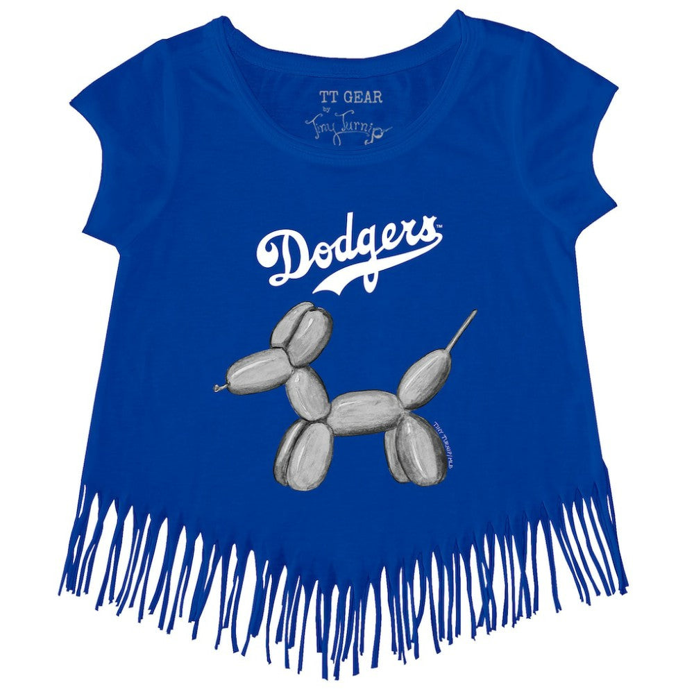 Los Angeles Dodgers Tiny Turnip Girls Youth Balloon Dog Fringe T-Shirt - MLB