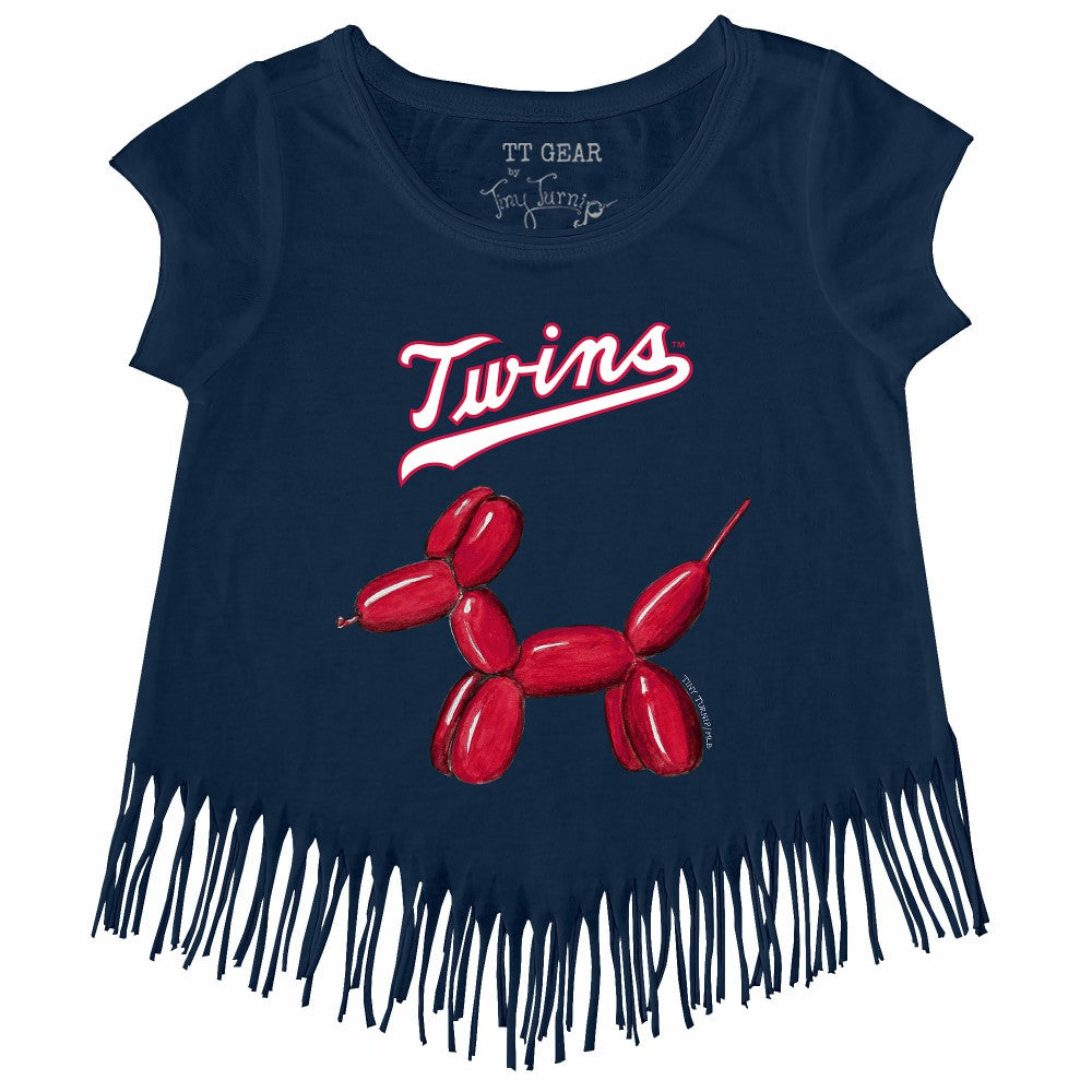 Minnesota Twins Tiny Turnip Girls Youth Balloon Dog Fringe T-Shirt - MLB