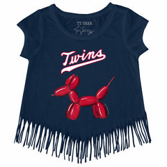 Minnesota Twins Tiny Turnip Girls Youth Balloon Dog Fringe T-Shirt - MLB