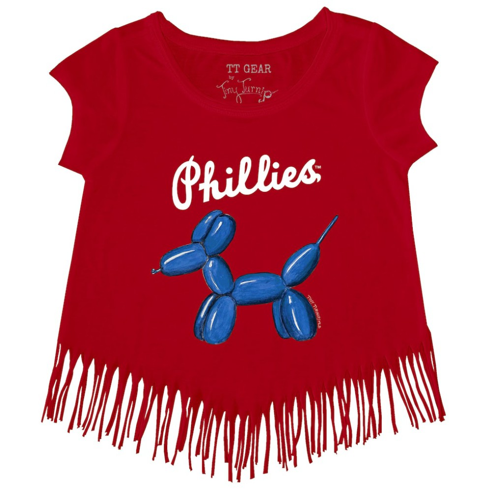 Philadelphia Phillies Tiny Turnip Girls Youth Balloon Dog Fringe T-Shirt - MLB