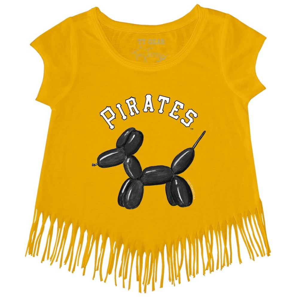 Pittsburgh Pirates Tiny Turnip Girls Youth Balloon Dog Fringe T-Shirt - MLB