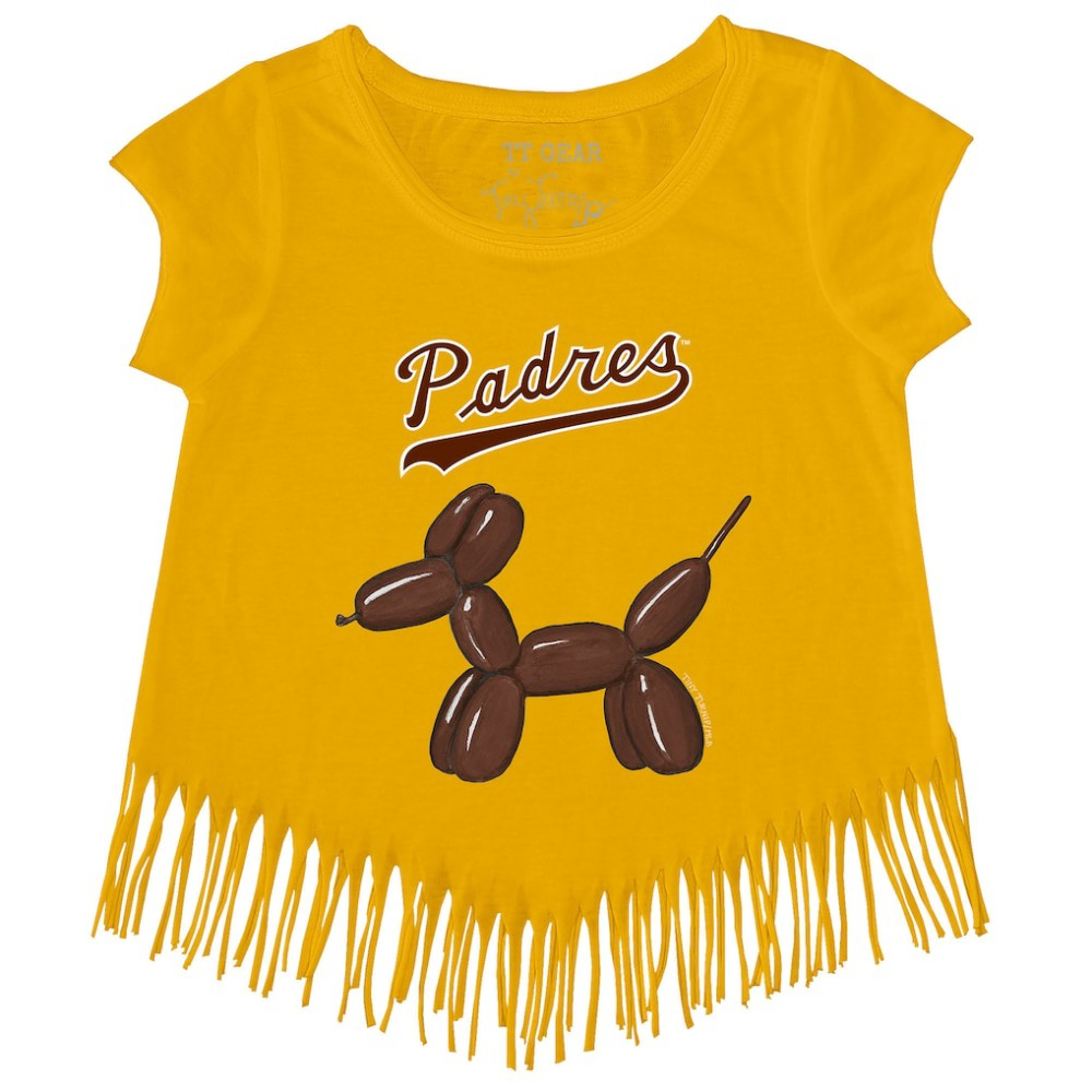 San Diego Padres Tiny Turnip Girls Youth Balloon Dog Fringe T-Shirt - MLB