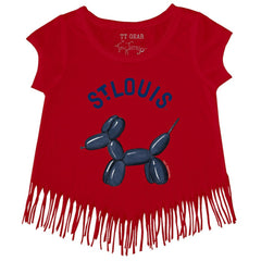 St. Louis Cardinals Tiny Turnip Girls Youth Balloon Dog Fringe T-Shirt - MLB