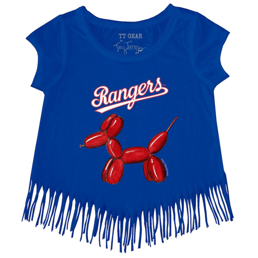 Texas Rangers Tiny Turnip Girls Youth Balloon Dog Fringe T-Shirt - MLB