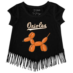 Baltimore Orioles Tiny Turnip Girls Youth Balloon Dog Fringe T-Shirt - MLB