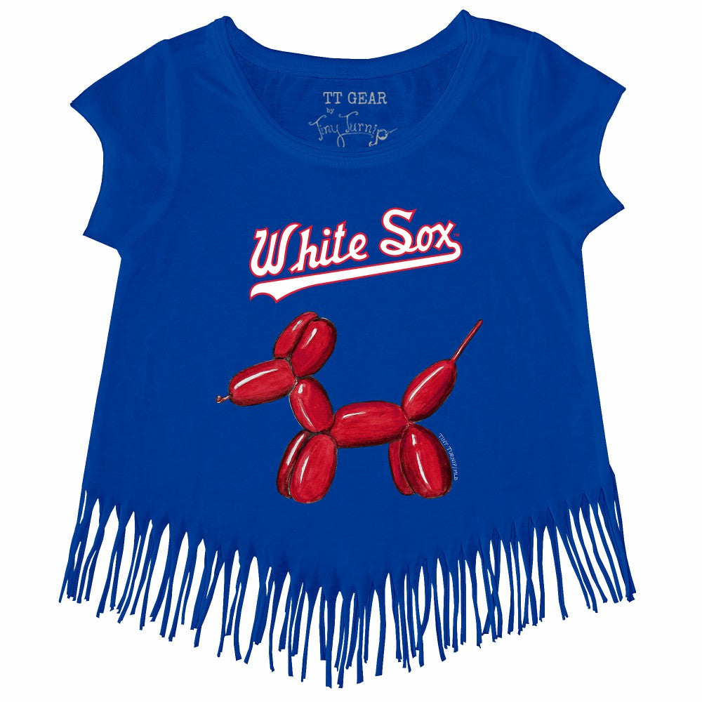 Chicago White Sox Tiny Turnip Girls Youth Balloon Dog Fringe T-Shirt - MLB