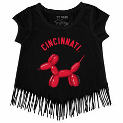 Cincinnati Reds Tiny Turnip Girls Youth Balloon Dog Fringe T-Shirt - MLB