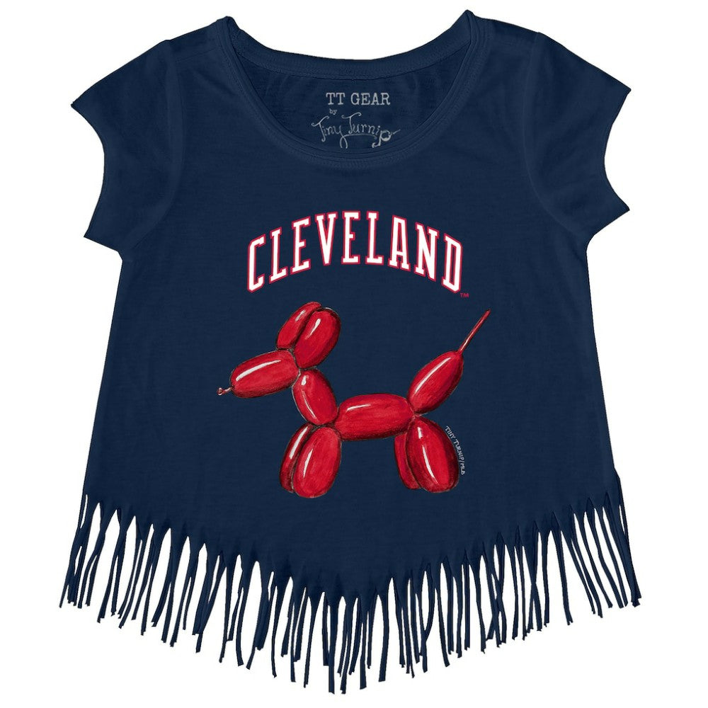 Cleveland Guardians Tiny Turnip Girls Youth Balloon Dog Fringe T-Shirt - MLB