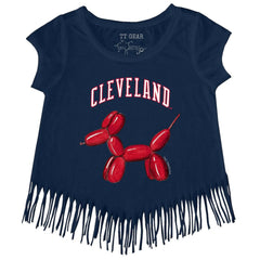 Cleveland Guardians Tiny Turnip Girls Youth Balloon Dog Fringe T-Shirt - MLB