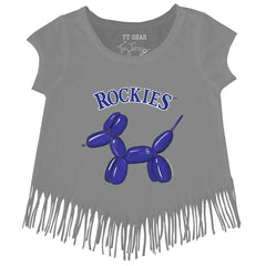 Colorado Rockies Tiny Turnip Girls Youth Balloon Dog Fringe T-Shirt - MLB