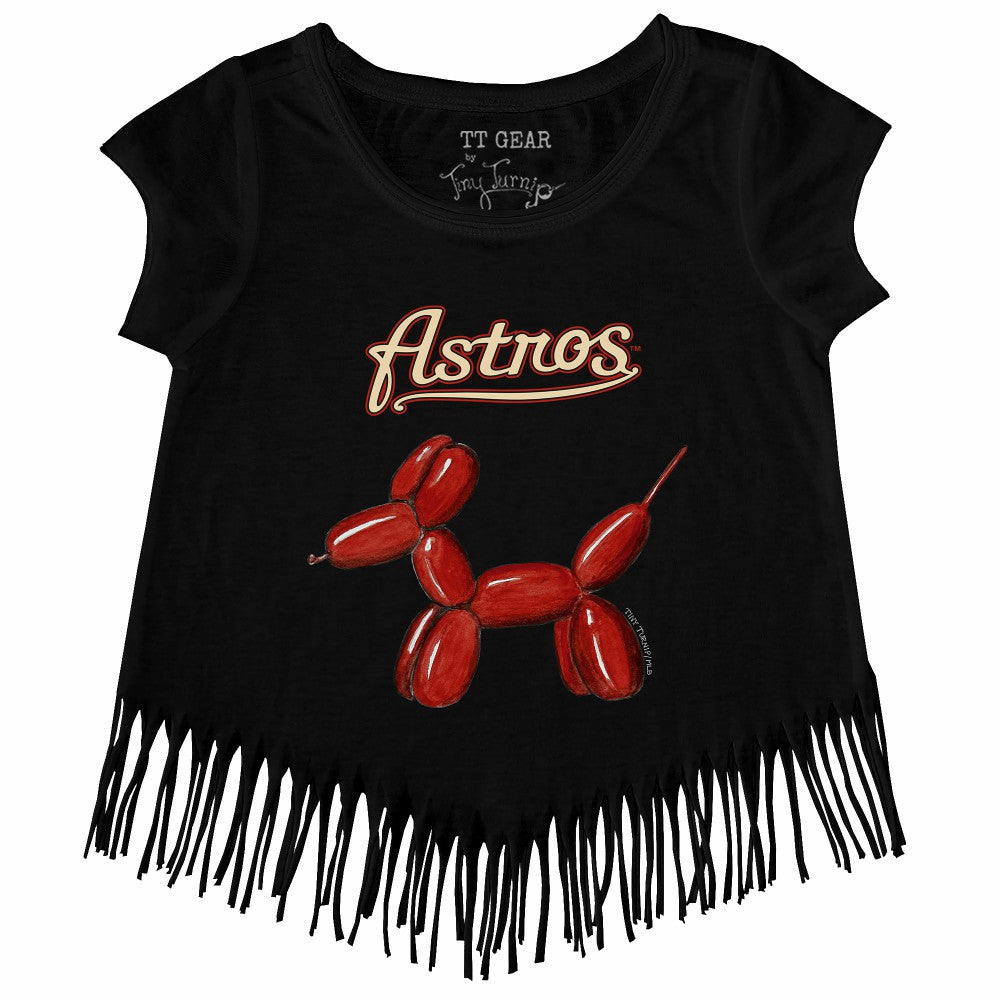Houston Astros Tiny Turnip Girls Youth Balloon Dog Fringe T-Shirt - MLB