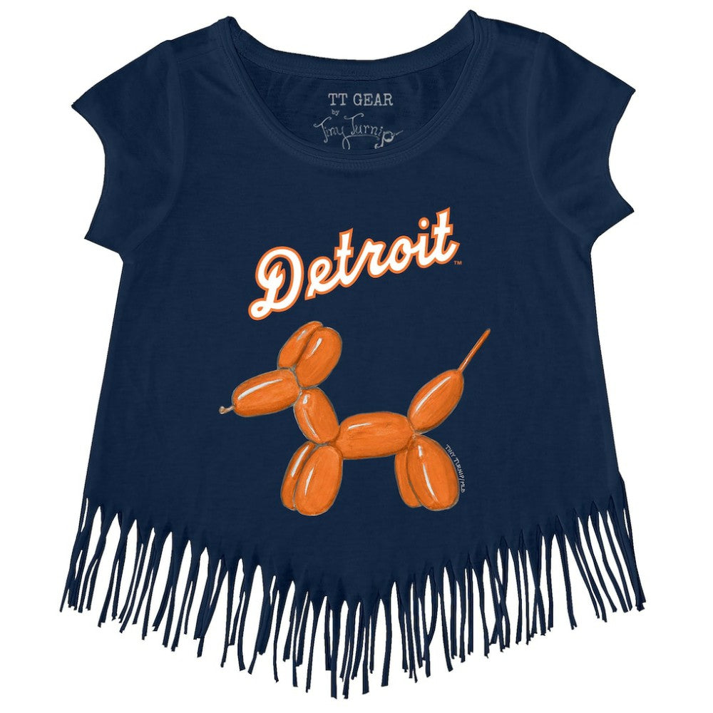 Detroit Tigers Tiny Turnip Girls Youth Balloon Dog Fringe T-Shirt - MLB