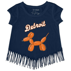 Detroit Tigers Tiny Turnip Girls Youth Balloon Dog Fringe T-Shirt - MLB