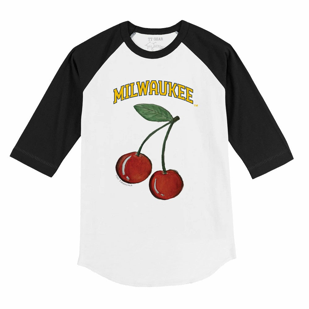 Milwaukee Brewers Tiny Turnip Youth Cherries 3/4-Sleeve Raglan Baseball T-Shirt - MLB