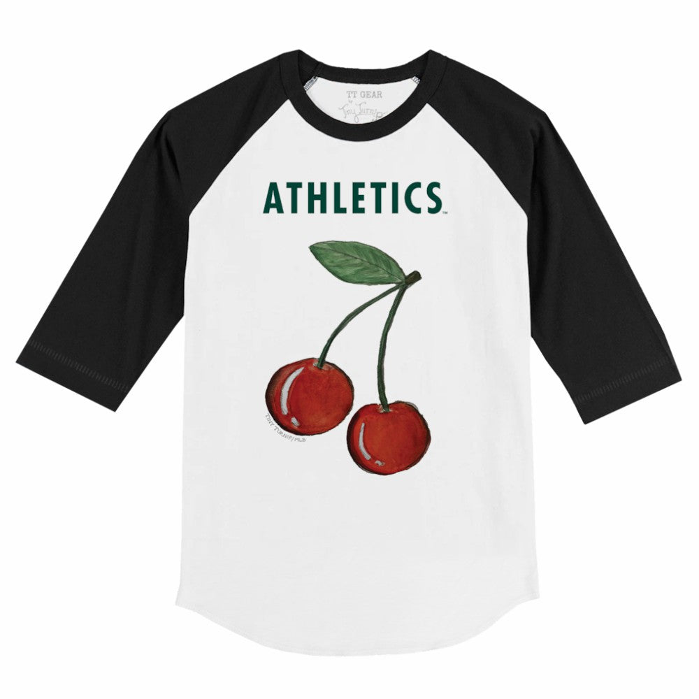 Athletics Tiny Turnip Youth Cherries 3/4-Sleeve Raglan Baseball T-Shirt - MLB