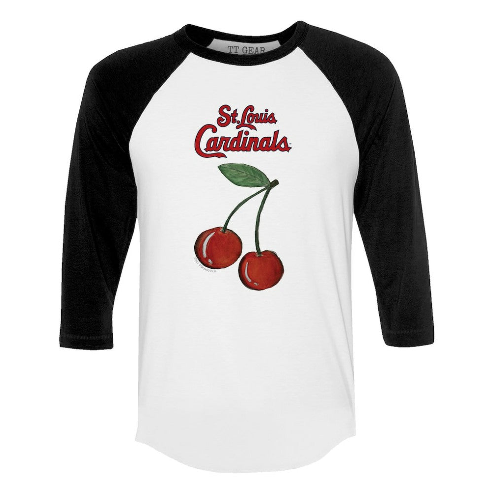 St. Louis Cardinals Tiny Turnip Women's Cherries 3/4-Sleeve Raglan Baseball T-Shirt - MLB