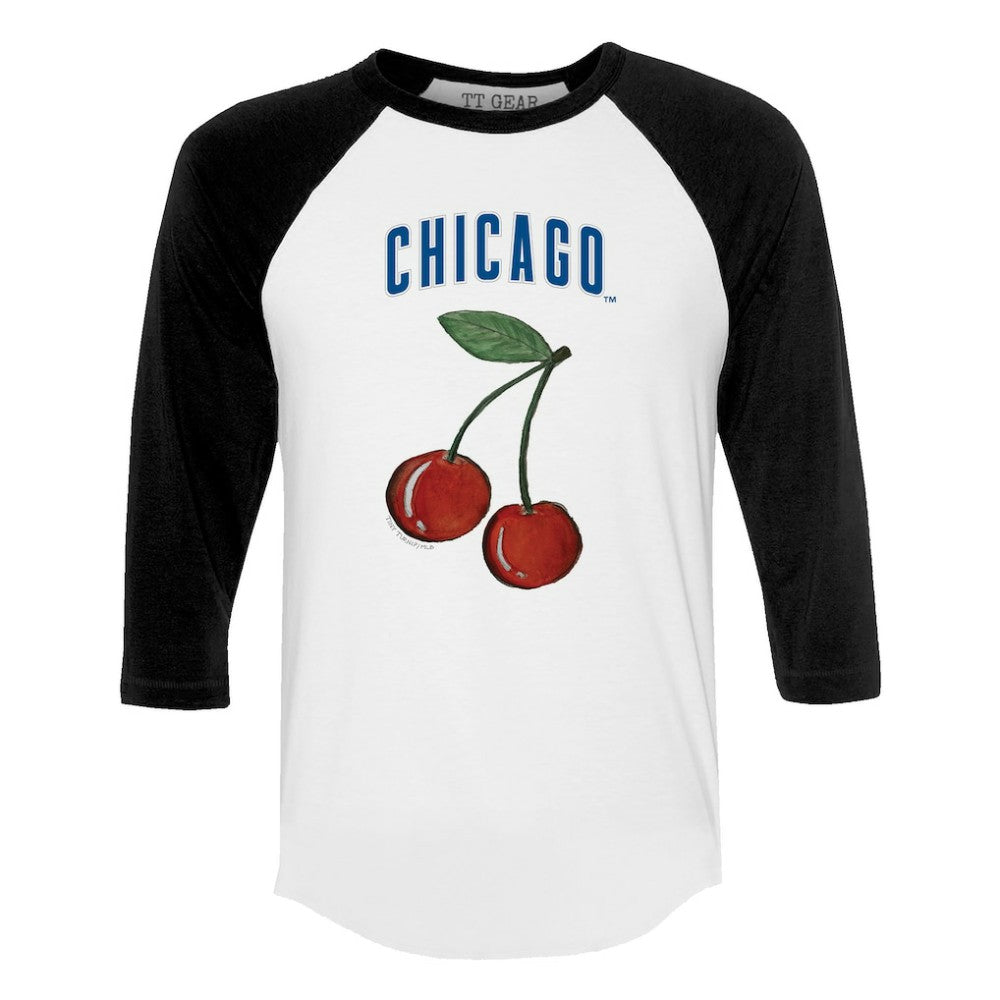 Chicago Cubs Tiny Turnip Women's Cherries 3/4-Sleeve Raglan Baseball T-Shirt - MLB