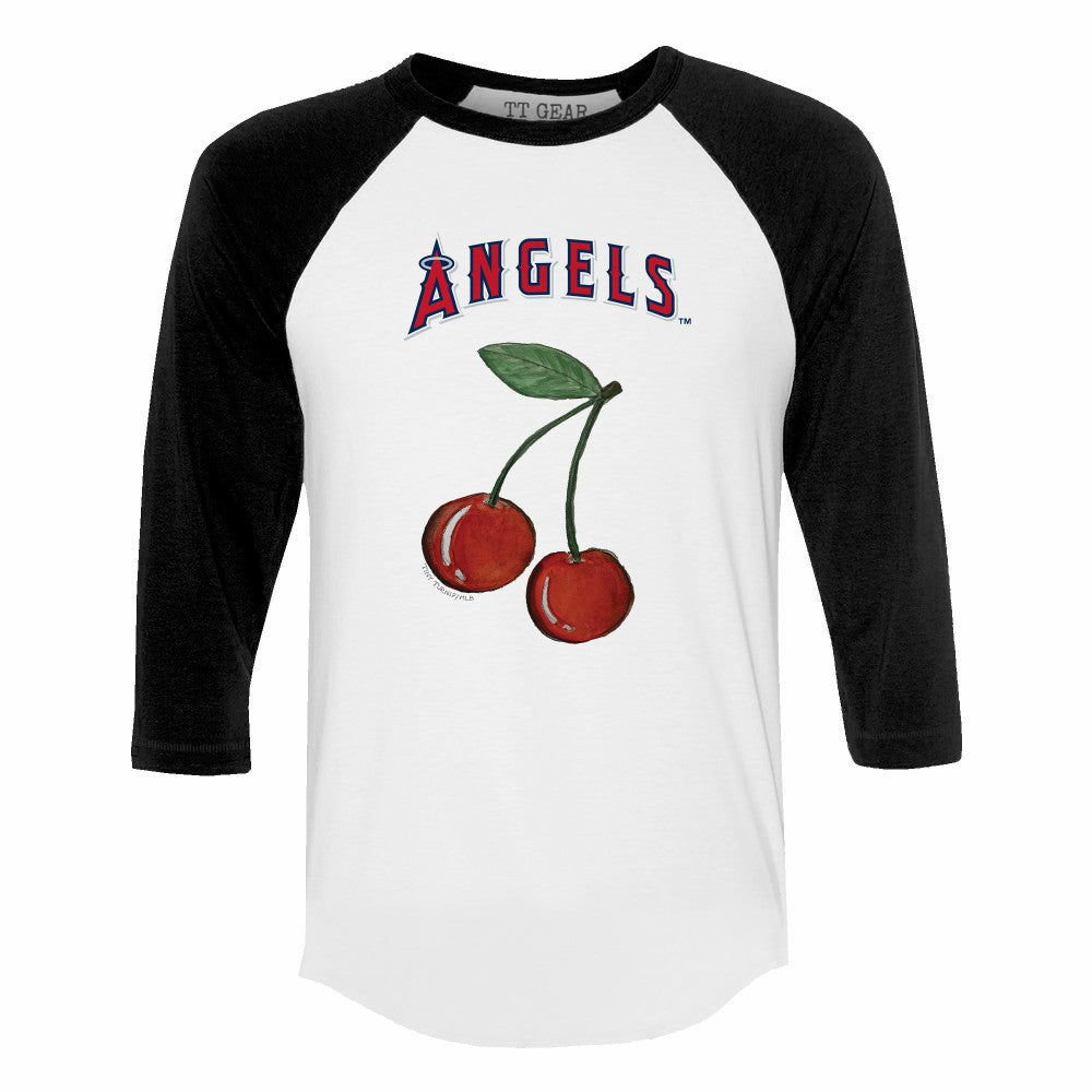 Los Angeles Angels Tiny Turnip Women's Cherries 3/4-Sleeve Raglan Baseball T-Shirt - MLB