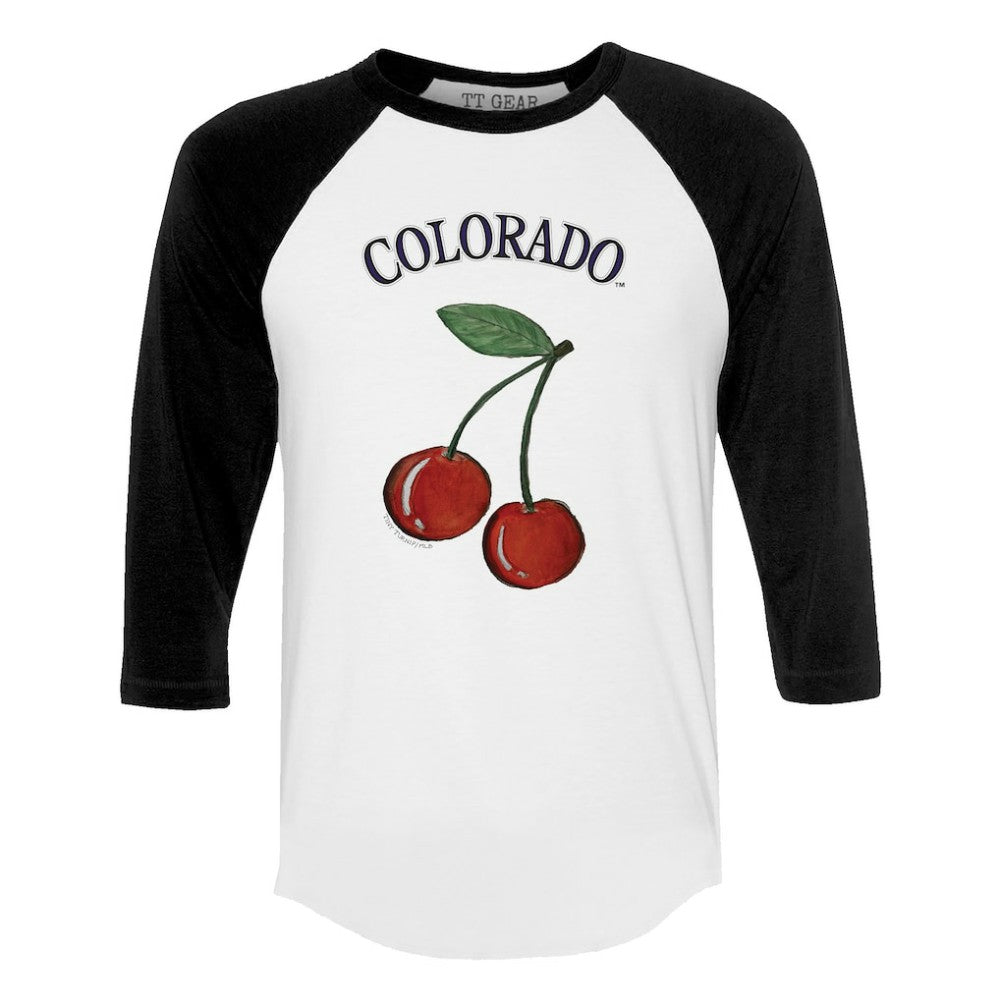 Colorado Rockies Tiny Turnip Women's Cherries 3/4-Sleeve Raglan Baseball T-Shirt - MLB