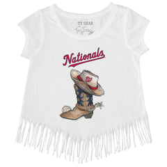 Washington Nationals Tiny Turnip Girls Youth Cowboy Boot Fringe T-Shirt - MLB