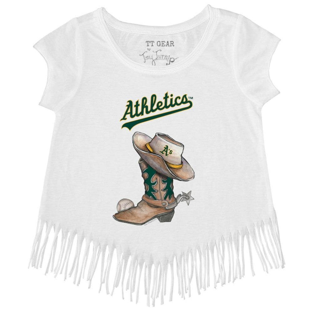 Athletics Tiny Turnip Girls Youth Cowboy Boot Fringe T-Shirt - MLB