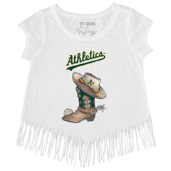 Athletics Tiny Turnip Girls Youth Cowboy Boot Fringe T-Shirt - MLB