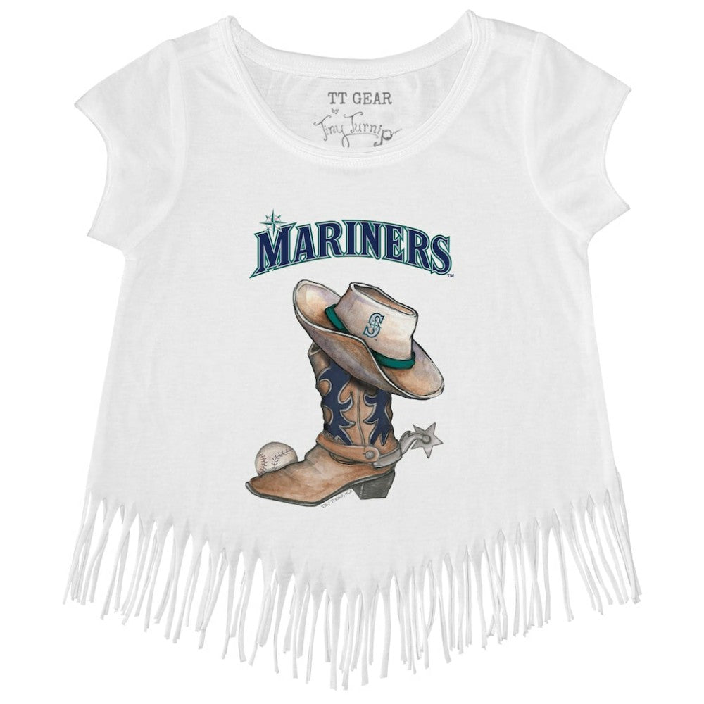 Seattle Mariners Tiny Turnip Girls Youth Cowboy Boot Fringe T-Shirt - MLB