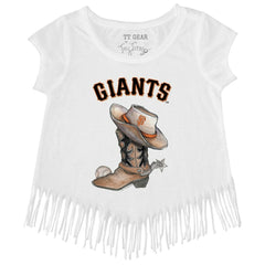 San Francisco Giants Tiny Turnip Girls Youth Cowboy Boot Fringe T-Shirt - MLB