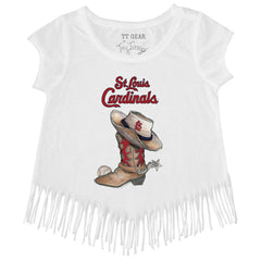 St. Louis Cardinals Tiny Turnip Girls Youth Cowboy Boot Fringe T-Shirt - MLB