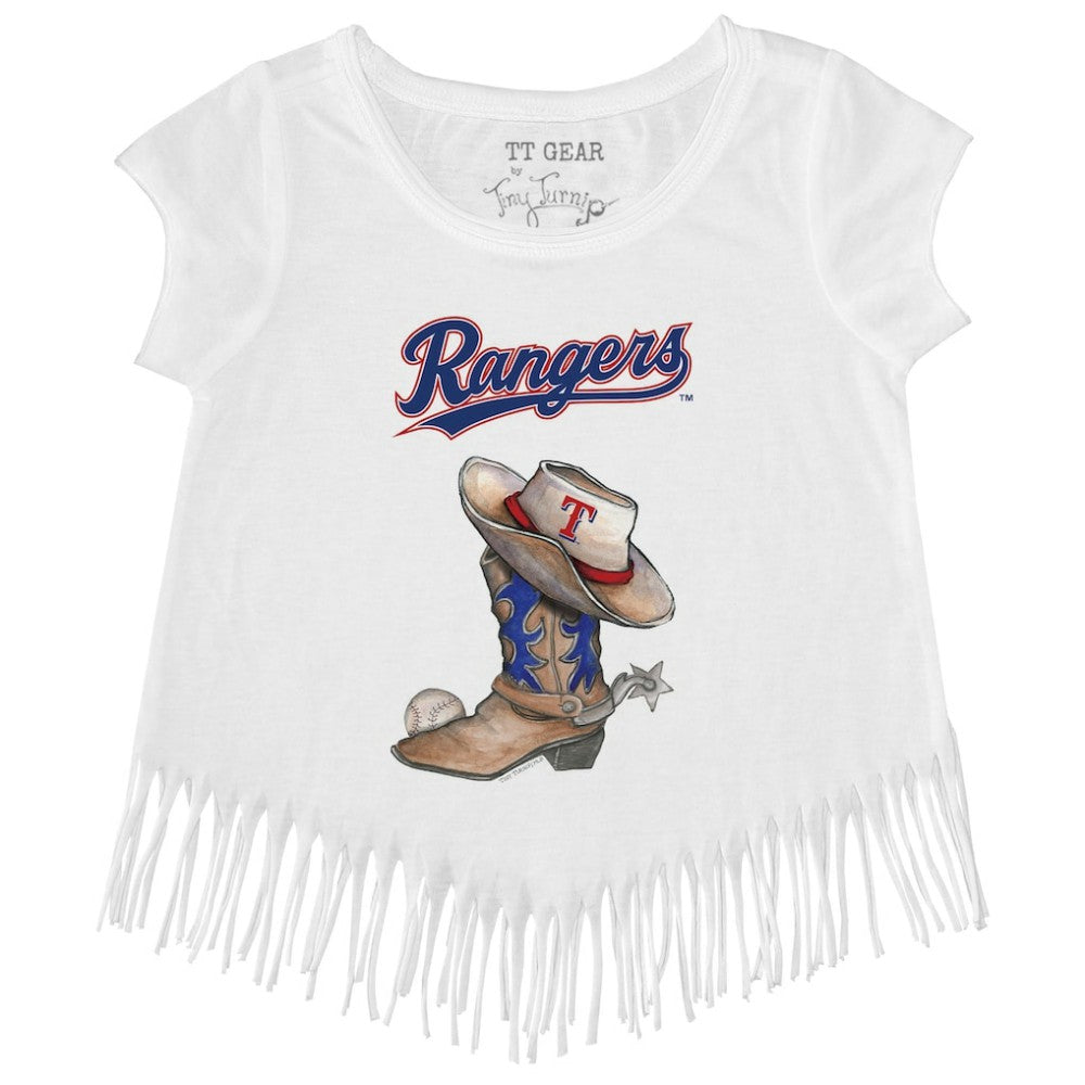Texas Rangers Tiny Turnip Girls Youth Cowboy Boot Fringe T-Shirt - MLB
