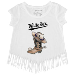 Chicago White Sox Tiny Turnip Girls Youth Cowboy Boot Fringe T-Shirt - MLB