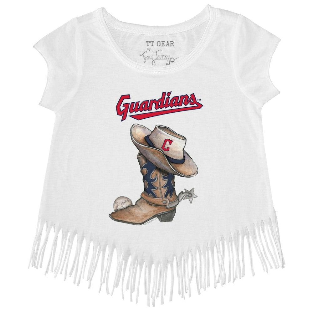 Cleveland Guardians Tiny Turnip Girls Youth Cowboy Boot Fringe T-Shirt - MLB