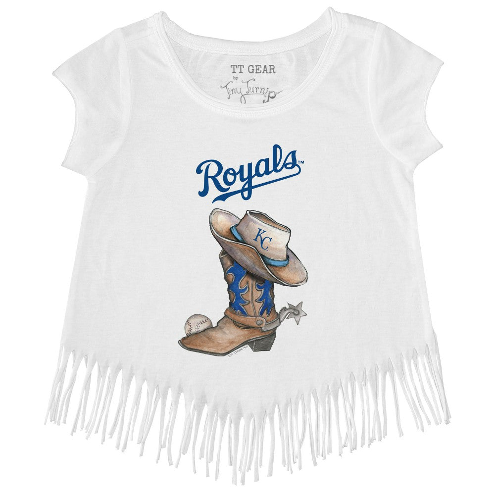 Kansas City Royals Tiny Turnip Girls Youth Cowboy Boot Fringe T-Shirt - MLB