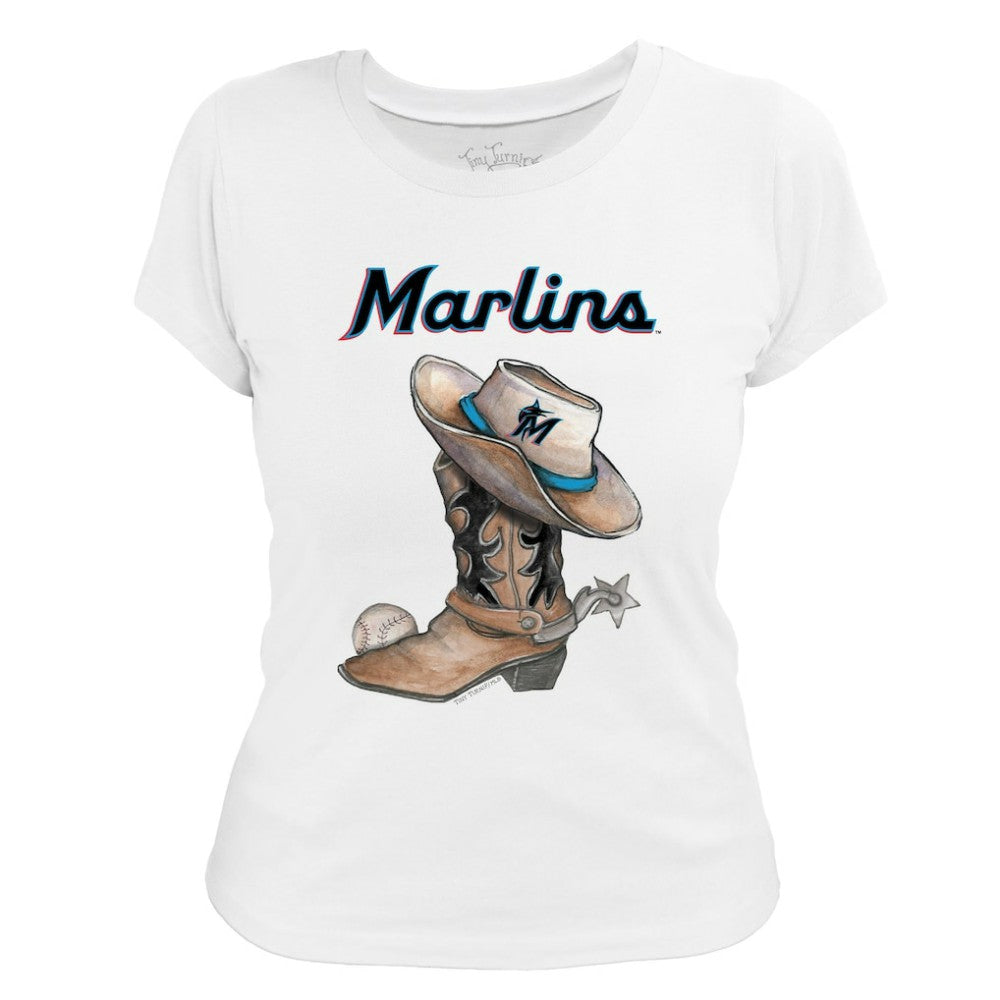 Miami Marlins Tiny Turnip Women's Cowboy Boot T-Shirt - MLB
