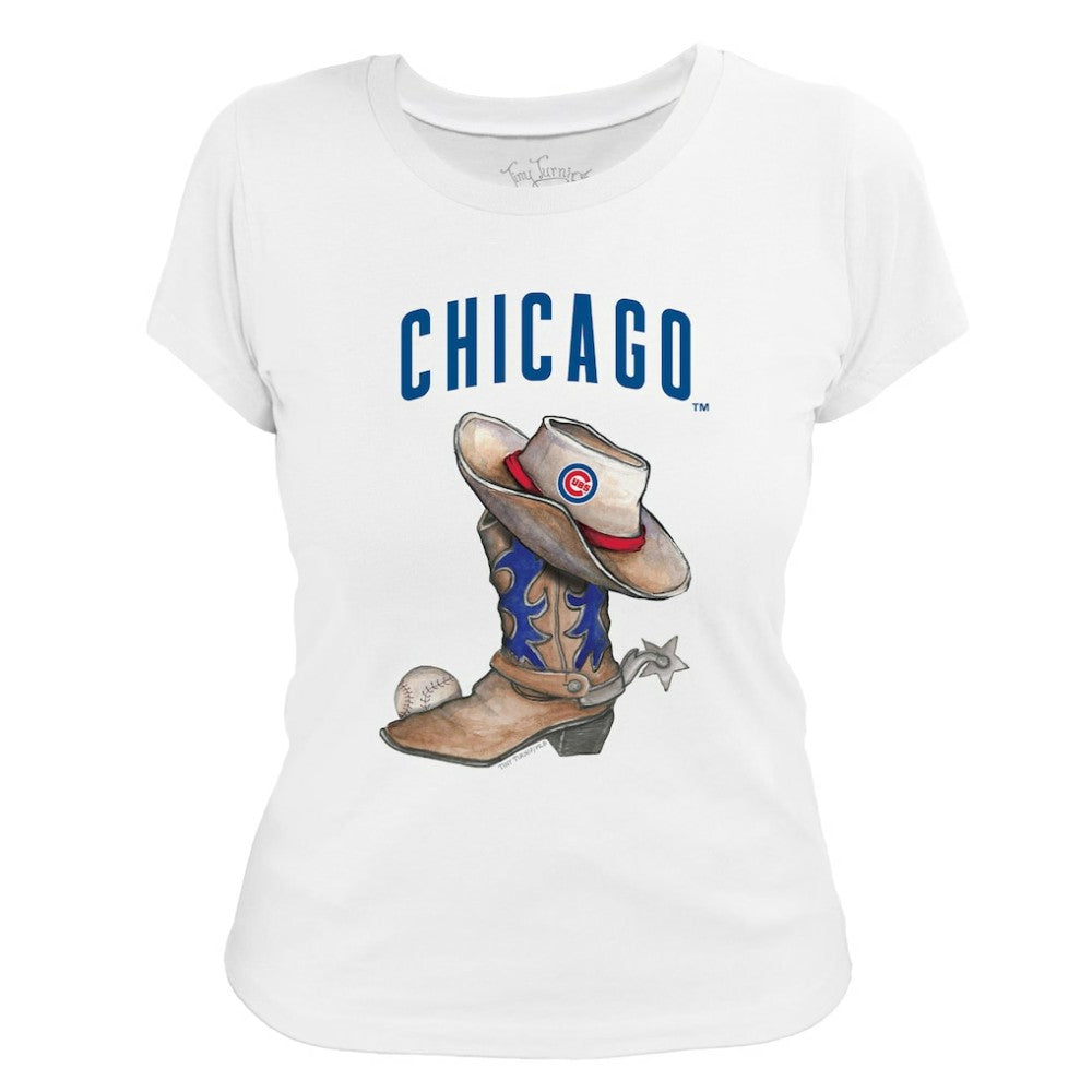 Chicago Cubs Tiny Turnip Women's Cowboy Boot T-Shirt - MLB