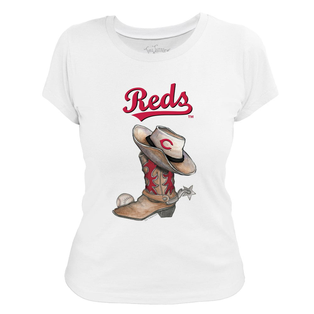 Cincinnati Reds Tiny Turnip Women's Cowboy Boot T-Shirt - MLB